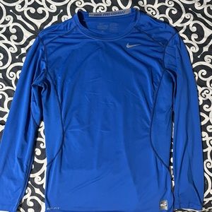 Nike Dri-fit Combat blue long sleeve shirt size M few small snags see pics